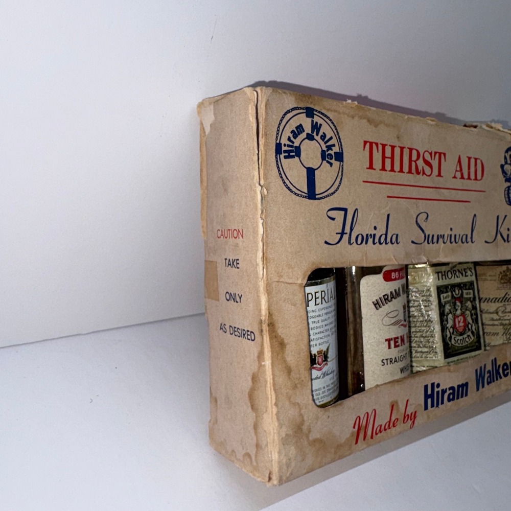 Vintage Florida Survival Kit Hiram Walker Empty Mini Bottle Set - Picture 4 of 14